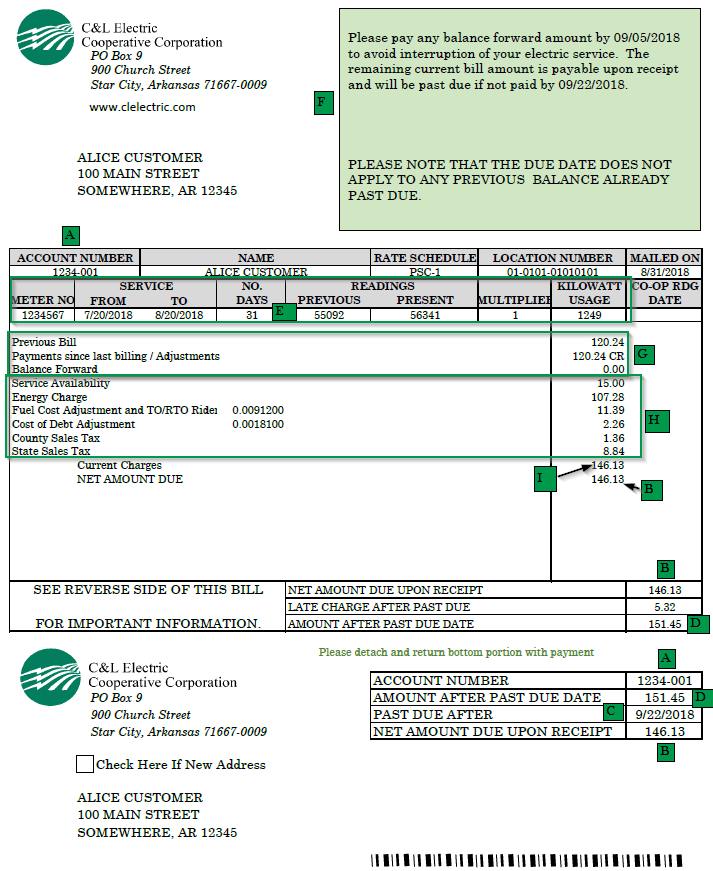Example Bill from C & L Electric